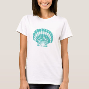 Seashell - zachte aqua en wit t-shirt