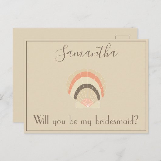 Seashell Zal jij mijn bruidsmeisje zijn? Briefkaart (Voorkant / Achterkant)