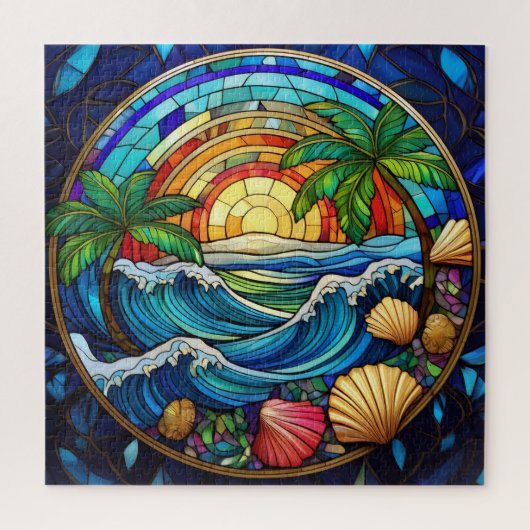 Seashell zee gekleurd glas kunst puzzel (Verticaal)