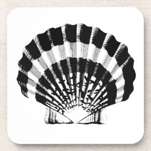 Seashell - zwart-wit bier onderzetter