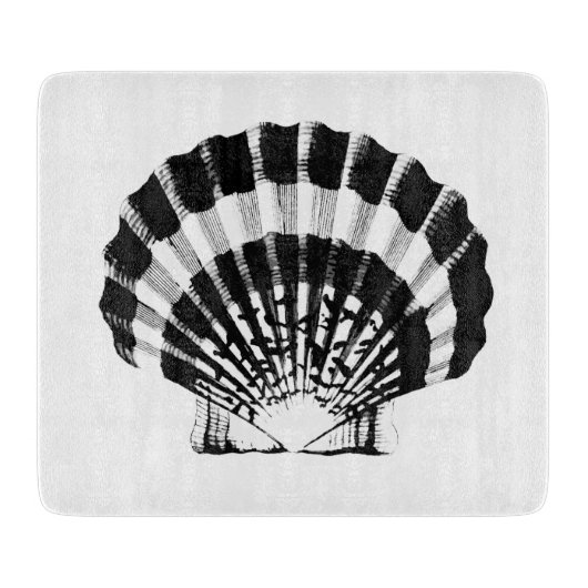 Seashell - zwart-wit snijplank (Voorkant)