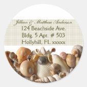 Seashells Adresetiketten, lint Ronde Sticker (Voorkant)