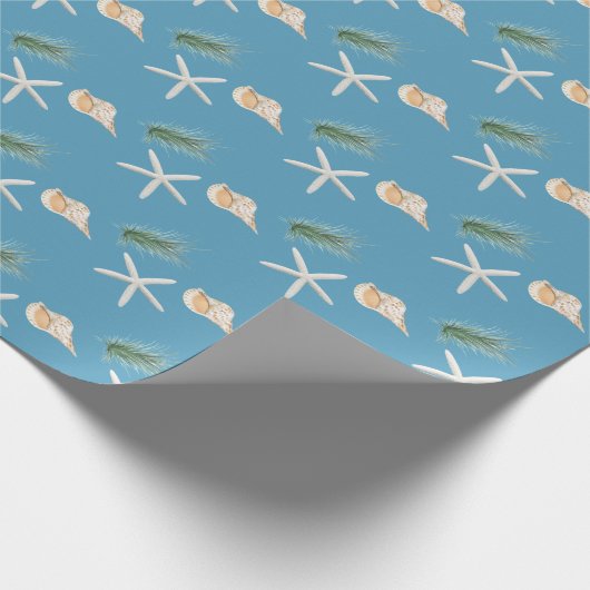 Seashells and Starfish With Christmas Pine Cadeaupapier (Hoek)