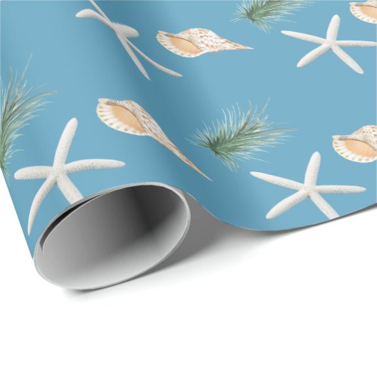 Seashells and Starfish With Christmas Pine Cadeaupapier (Rol Hoek)