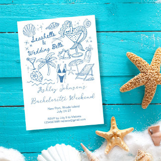 Seashells and wedding bells mermaid Bachelorette Kaart