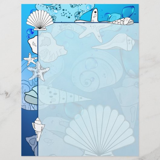 Seashells Aqua Ocean Letterhead Stationery (Voorkant)