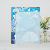 Seashells Aqua Ocean Letterhead Stationery (Staand voorkant)
