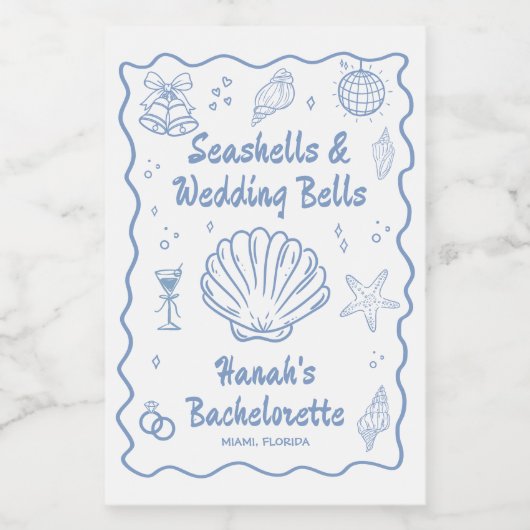 Seashells Bachelorette Party Wijn Etiket (Enkel label)