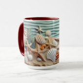 Seashells Beach 3D-Mok – Geniet van de zeewind Mok (Voorkant links)