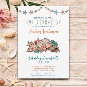 Seashells Beach Baby shower Kaart