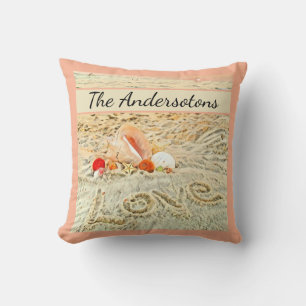 Seashells Beach bruiloft waterverf koraal Kussen