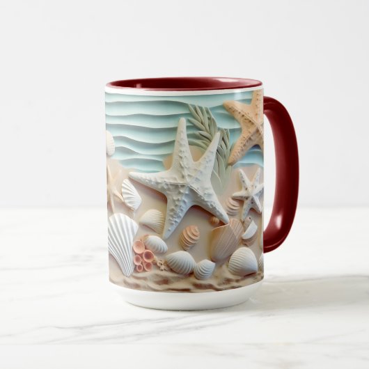 Seashells Beach Mug 3D - Sip Ocean Breeze (Devant droit)