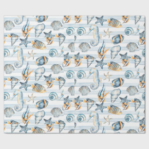 Seashells Beach Ocean Zee Water Pattern Art Cadeaupapier