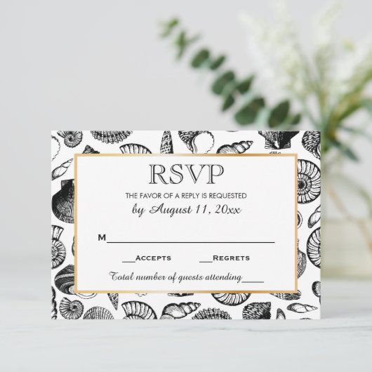 Seashells Beach Wedding Réponse RSVP (Debout devant)