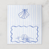 Seashells blauw golvende grens strand bruiloft (Buitenkant ongevouwen)