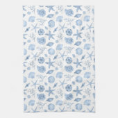 Seashells Blue Waterverf Seashore Party Theedoek (Verticaal)