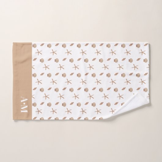 Seashells Camel Witte Initialen Bad Handdoek (Handdoek)