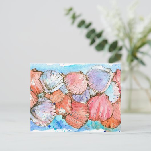 Seashells Clam Shell Ocean Beach Spatter Briefkaart (Staand voorkant)
