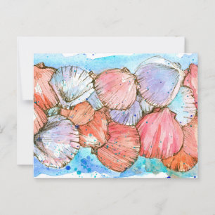 Seashells Clam Shell Ocean Beach Spatter Briefkaart