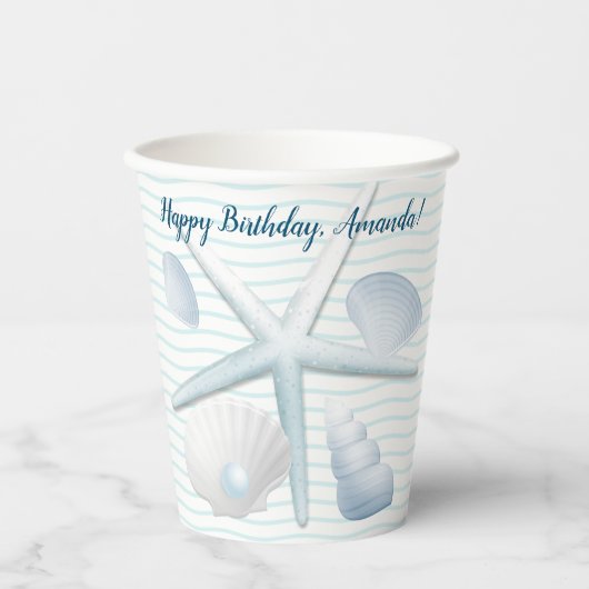 Seashells en parels papieren bekers (Voorkant)