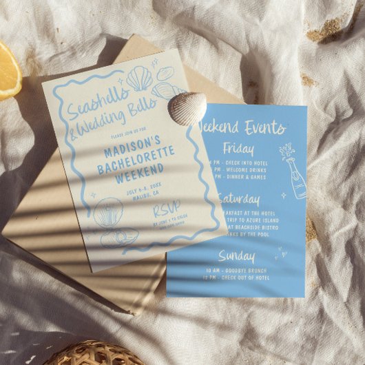 Seashells en Wedding Bells Bachelorette Kaart