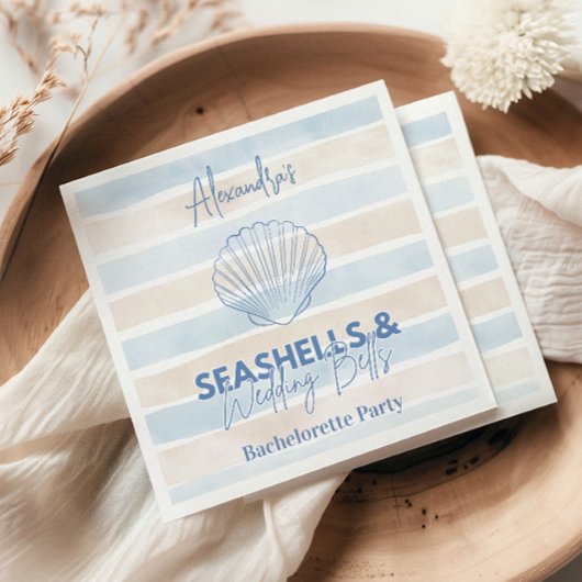 Seashells en Wedding Bells Bachelorette Servet