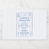 Seashells en Wedding Bells Beach Bachelorette Likeurfles Etiket (Enkel label)