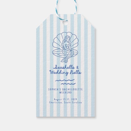 Seashells en Wedding Bells Coastal Bachelorette Cadeaulabel (Achterkant)