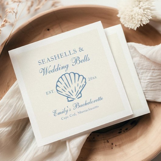 Seashells en Wedding Bells vrijgezellenfeest Servet