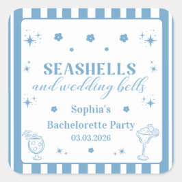 Seashells en Wedding Bells vrijgezellenfeest Vierkante Sticker