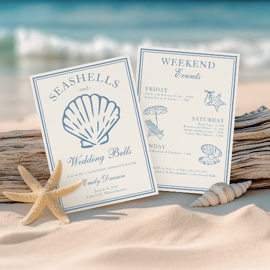 Seashells en Wedding Bells vrijgezellenweekend Kaart