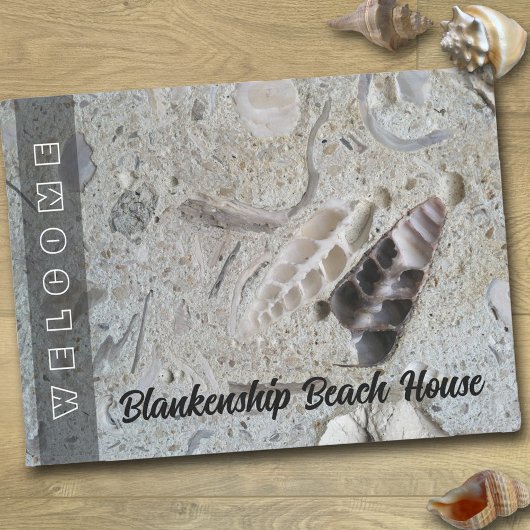 Seashells in Concrete Beach House Custom Deurmat