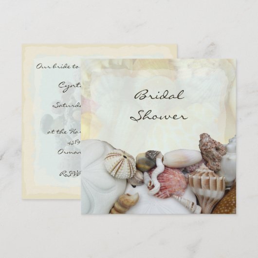 Seashells Invitations de douche nuptiale (Devant / Derrière)
