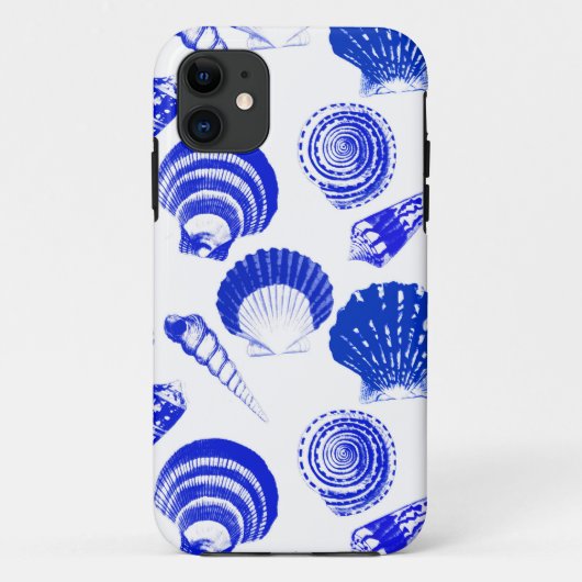 Seashells - kobalt blauw op een witte achtergrond Case-Mate iPhone case (Achterkant)