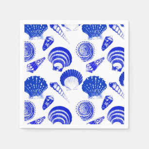 Seashells - kobalt blauw op een witte achtergrond servetten