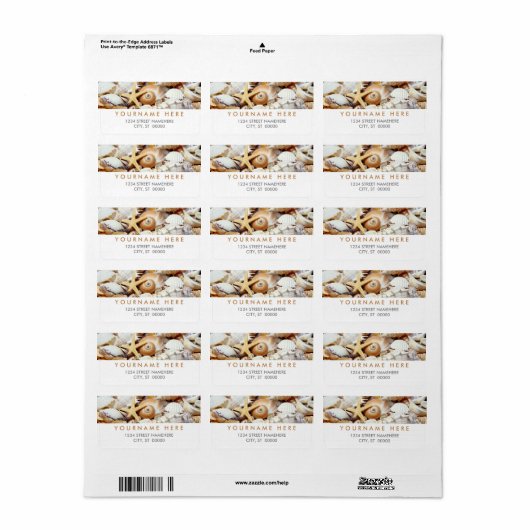 Seashells-labels Etiket (Full Sheet)