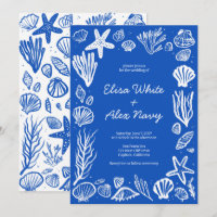 Seashells Lijst Beach Wedding Blue CUSTOM