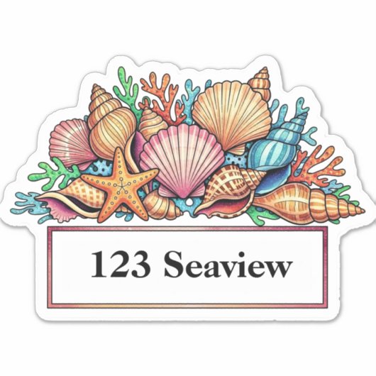 Seashells mailbox address sticker (Devant)