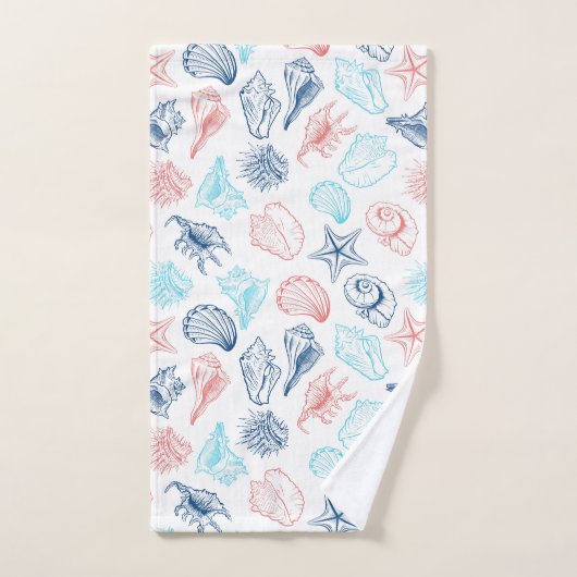 Seashells naadloze patroon Badhanddoek Set Bad Handdoek (Handdoek)