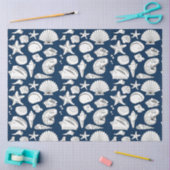Seashells Nautical Navy Blue Decoupage Tissuepapier (Craft)