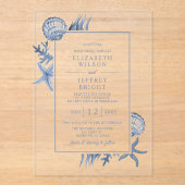 Seashells Ocean Beach bruiloft Acryl Uitnodigingen (Voorkant)