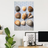 Seashells op ankerachtergrond poster (Thuiskantoor)