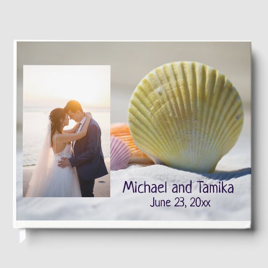  Seashells op het Beach Wedding Guest Book Gastenboek (Voorkant)