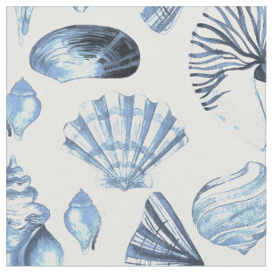 Seashells Pattern in Blue Stof