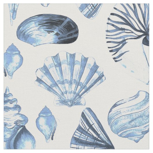 Seashells Pattern in Blue Stof (Close Up)