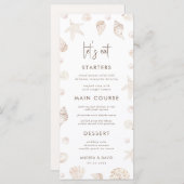 Seashells & Pearls Coastal Beach Seafront Wedding  Menu (Voorkant / Achterkant)