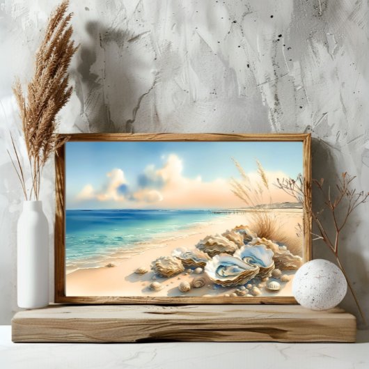 Seashells Pebbles Shore Ocean Beach Art Print