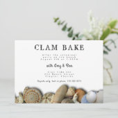 Seashells Rehearsal Dinner Clam Bake Invitatation Kaart (Staand voorkant)