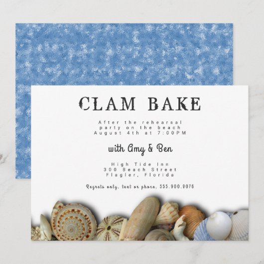 Seashells Rehearsal Dinner Clam Bake Invitatation Kaart (Voorkant / Achterkant)