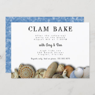 Seashells Rehearsal Dinner Clam Bake Invitatation Kaart